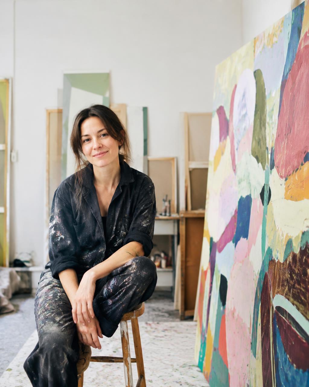 Portrait of an artist in her studio